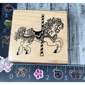PSX Designs Carousel Horse G994 1991 Rubber Stamp Wood #069